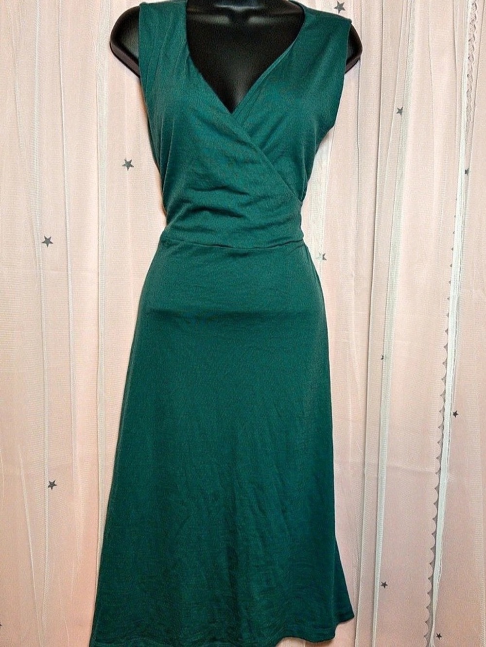 Wool& Sierra Wrap Dress | Merino Midi Green Medium Quiet Luxury Relaxed Fit Elev
